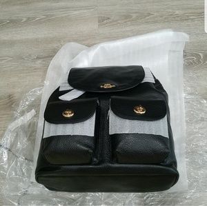 Coach black leather backpack